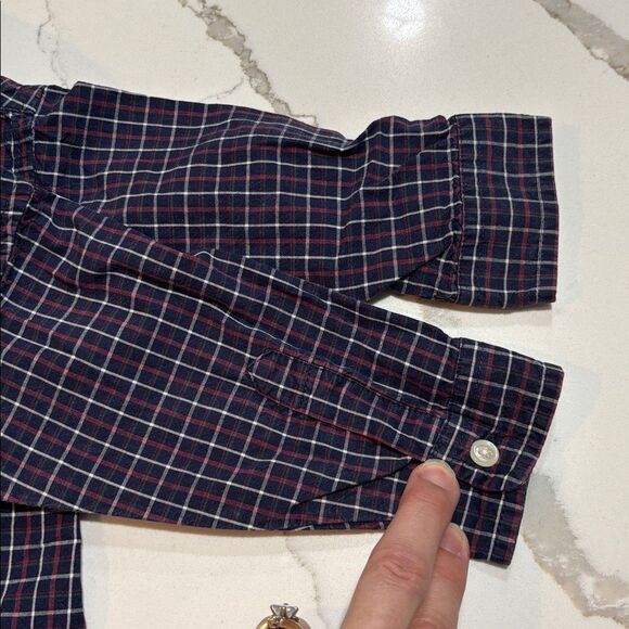 Ralph Lauren | Infant Boys Navy Plaid Button Down 100% Cotton Dress Shirt - Picture 13 of 15